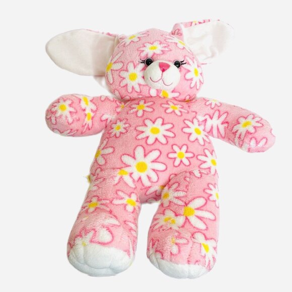 Build A Bear Bunny Rabbit Stuffed In USA With Hugs Pink Daisies Plush Toy 15" - Picture 2 of 12